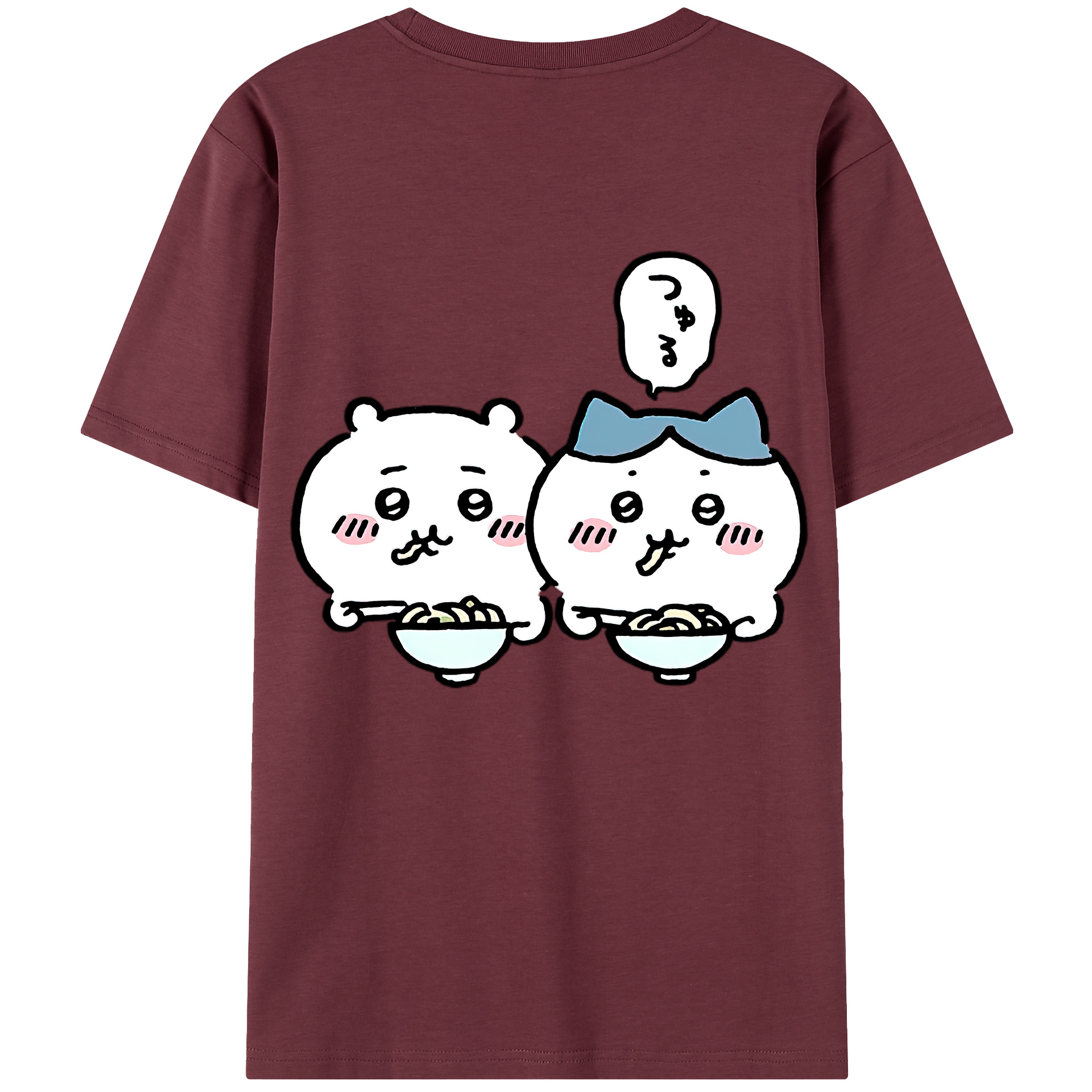 （画像用） ちいかわ ハチワレ Chii-kawa hachiware 綿100％半袖Tシャツ（背面プリント）